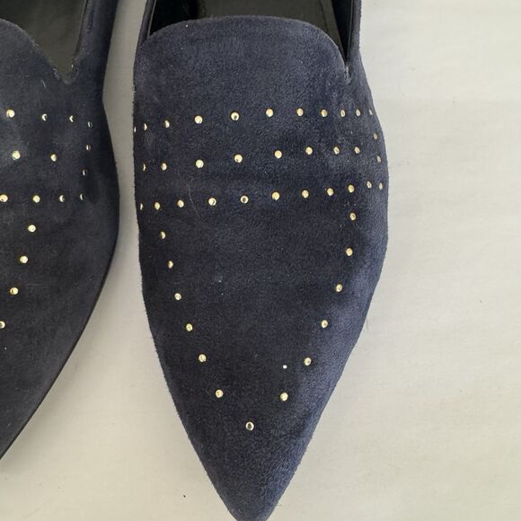 AGL Attilio Giusti Leombruni Navy Blue Suede Moc Loafers Women EU 41 US 10 Stud - Picture 3 of 13